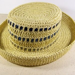 none Accessories - Raffia Hat Beige Tan Blue Green Accents Beach none Accessories - Raffia Hat Beige Tan Blue Green Accents Beach